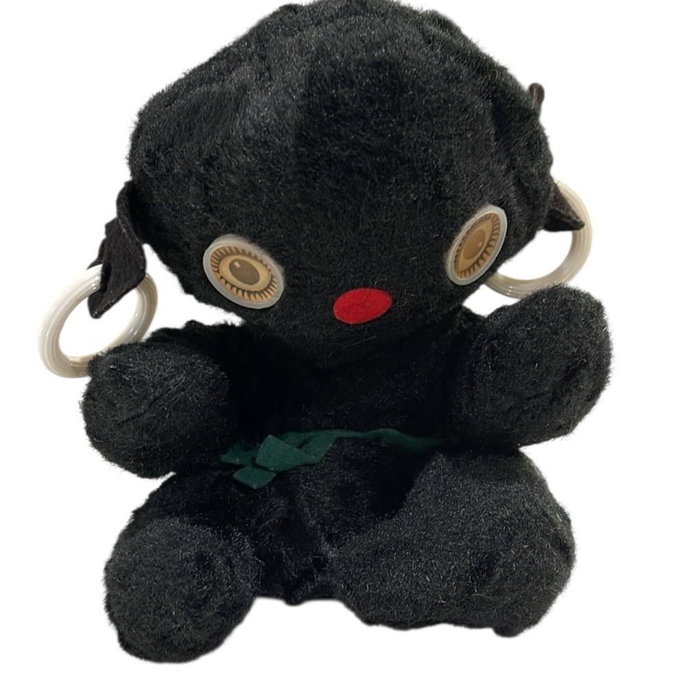 Vintage Dako-Chan Plush Stuffed Winky Blinky Doll Holographic Eyes Bantam Black